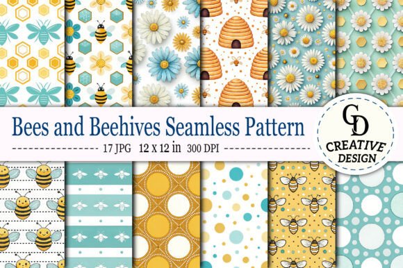 Download Bees and Beehives Seamless Pattern - Pattern Collection