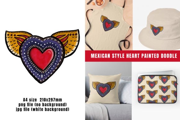 Download Mexican Style Painted Heart Doodle - Style Collection