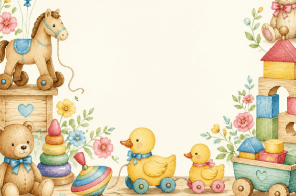 Download Watercolor Baby Toys Celebration Frame C - Celebration Collection
