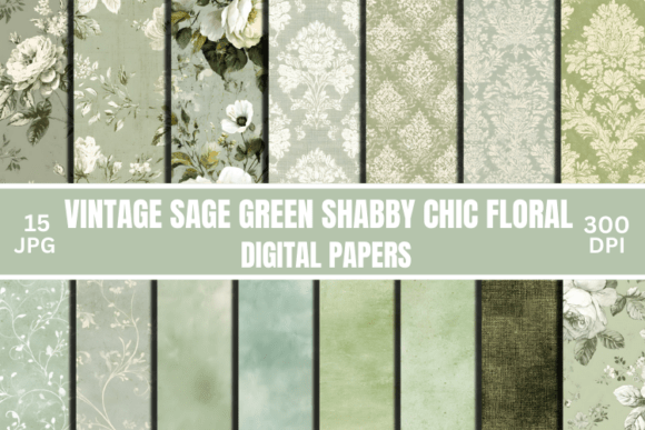 Download Sage Green Junk Journal Floral Patterns - Pattern Collection