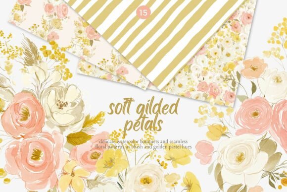 Download Soft Gilded Floral Clipart &amp; Patterns - Pattern Collection