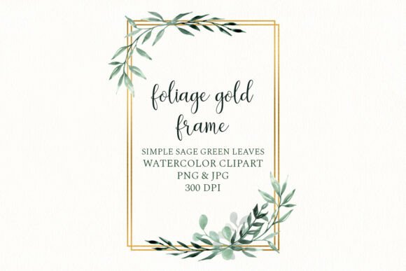 Download Foliage Gold Frame Watercolor Border - Foliage Collection