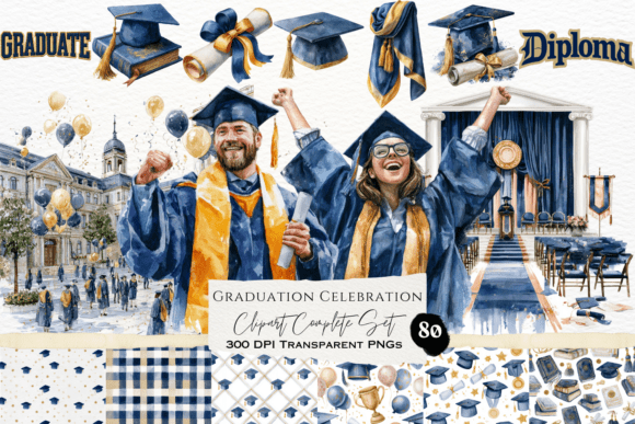 Download Graduation Celebration Watercolor Set - Celebration Collection