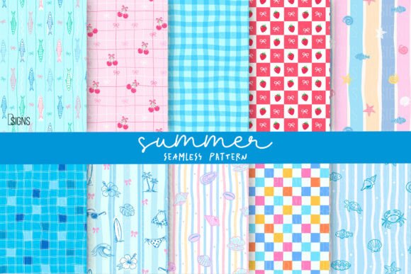 Download Summer Beach Seamless Pattern Bundle PNG - Pattern Collection