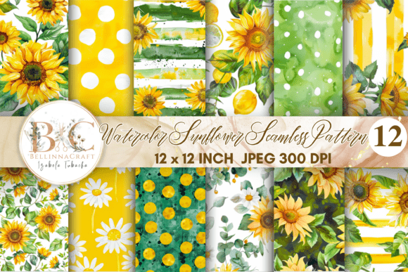 Download Watercolor Sunflower Seamless Pattern - Pattern Collection