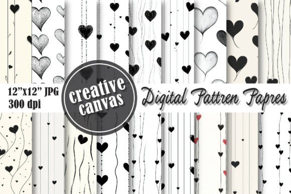 Download Black and White Heart Seamless Pattern - Pattern Collection