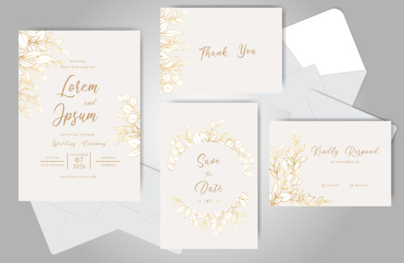 Download Golden Foliage Wedding Invitation Bundle - Foliage Collection