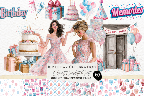 Download Birthday Celebration Watercolor Set - Celebration Collection