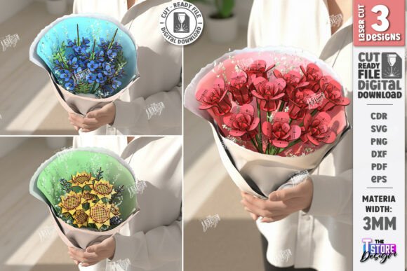 Download Flower Bouquet Laser Cut Bundle | CNC - Bouquet Collection