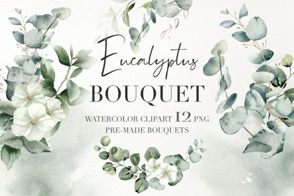 Download Watercolor Eucalyptus Bouquet Clipart - Bouquet Collection