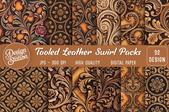 Download Tooled Leather Swirl Digital Pattern - Pattern Collection
