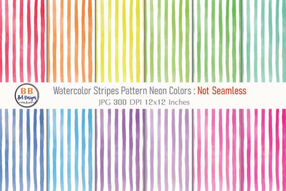 Download Neon Watercolor Stripes Pattern Paper - Pattern Collection