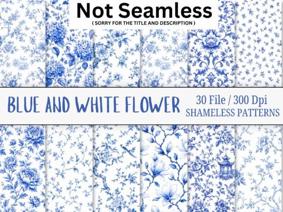 Download Blue and White Watercolor Flower Pattern - Pattern Collection