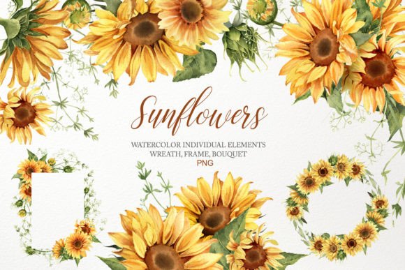 Download Watercolor Sunflower Clipart Bouquet PNG - Bouquet Collection