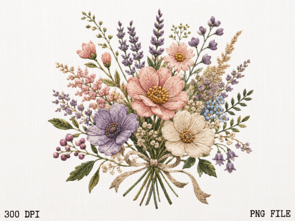 Download Wildflower Bouquet Embroidery PNG | Flor - Bouquet Collection