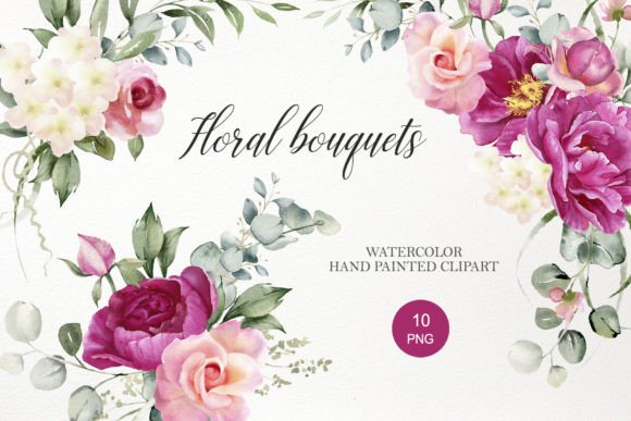 Download Watercolor Floral Bouquet Clipart PNG - Bouquet Collection