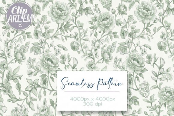 Download Sage Green Toile Seamless Pattern Rose - Pattern Collection